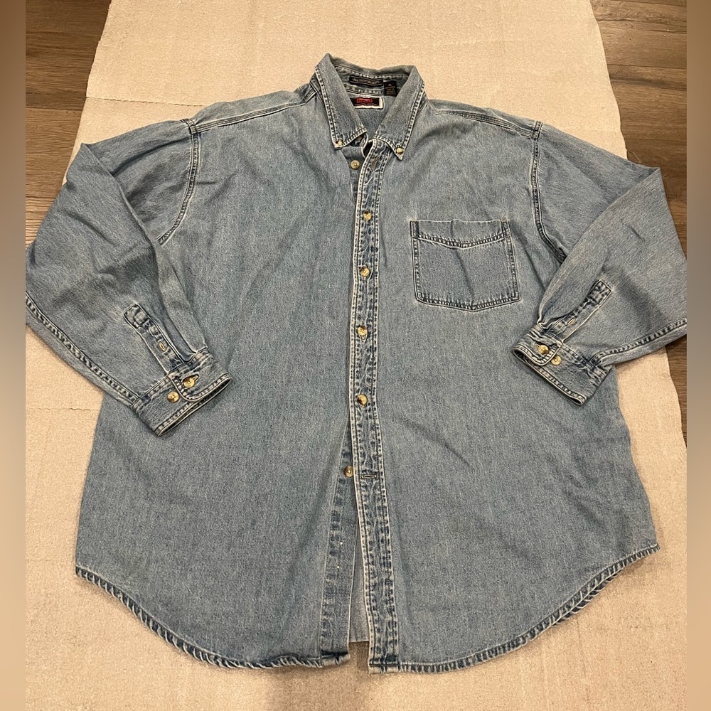 [XL]VTG Wrangler Hero Light Blue Denim Button Down Shirt